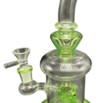 9.5" Bent Neck Water Pipe with Green Alien Head