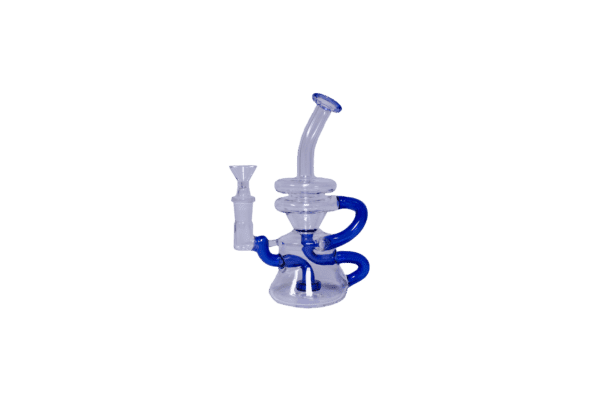 8" Bent Neck Blue Recycler Water Pipe